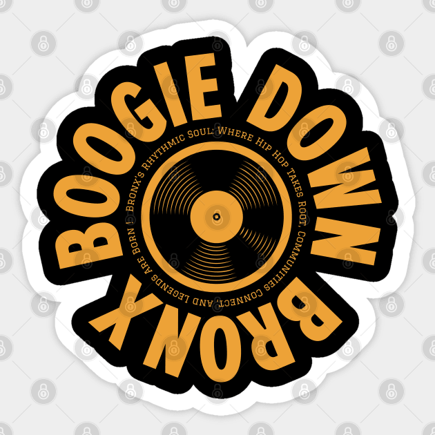 Boogie Down Bronx Hip Hop Logo - Vintage Vinyl Record Design Sticker by Boogosh